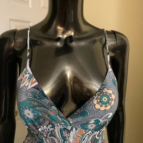Hot Gal Teal and Brown Paisley Maxi Dress, Size Small - Picture 3 of 8
